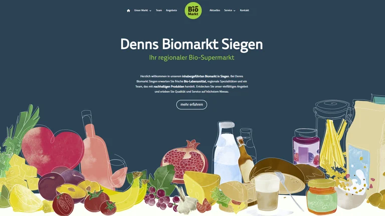 Denns Biomarkt Siegen – Ansicht des umgesetzten Webprojekts